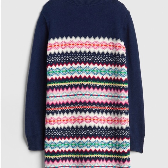 Gap Kids Multi Stripe Fair Isle Wool Sweater Dress
